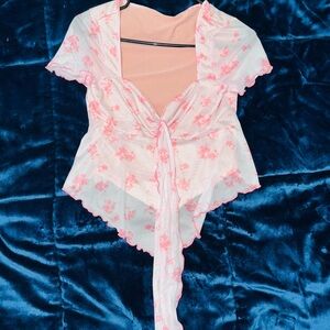 SHEIN Pink Floral Blouse T-shirt